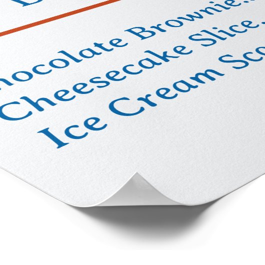 Cute Custom Restaurant Business Menu Poster (Ecke)