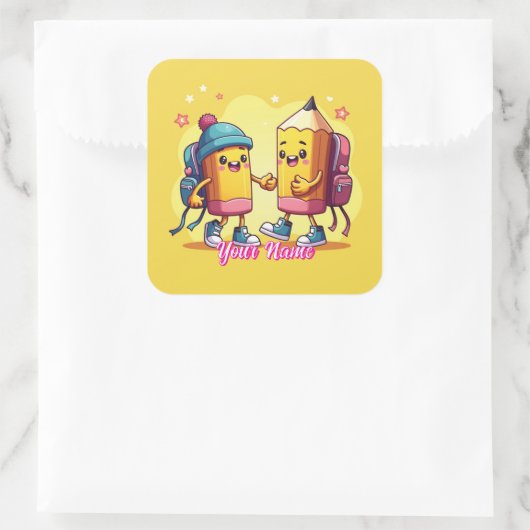 Cute & Custom School Gear Collection Quadratischer Aufkleber (Tasche)