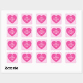 Cute Custom Text Best Girlfriend Ever Pink Heart Quadratischer Aufkleber (Blatt)