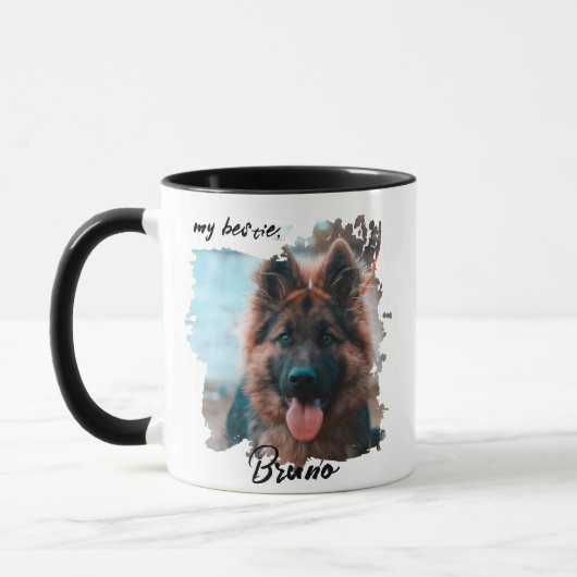 Cute Custom Typography Dog Photo Bestie Pet  Tasse (Links)
