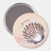 Cute custom watercolor painting seashell Pink Magnet (Vorderseite/Rückseite)
