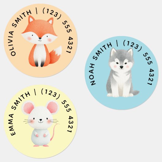 Cute Customizable Animals Kid's Labels  Etiketten (Gruppe)
