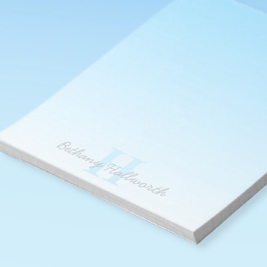 Cute Customizable Blue Monogram & Your Name Script Notizblock