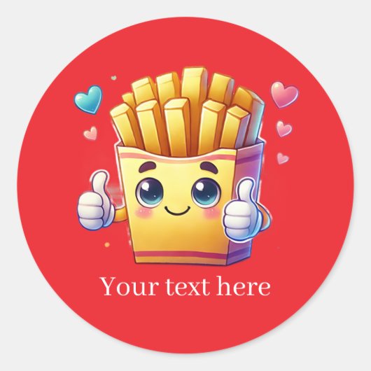 Cute customizable business French fries Runder Aufkleber (Vorderseite)