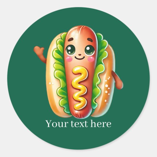 Cute customizable business hotdog runder aufkleber (Vorderseite)