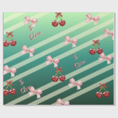 Cute Customizable Cherries & Pink Bows Birthday Geschenkpapier (Flach)