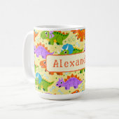 Cute Customizable Dinsosaur Print Kaffeetasse (Vorderseite Links)