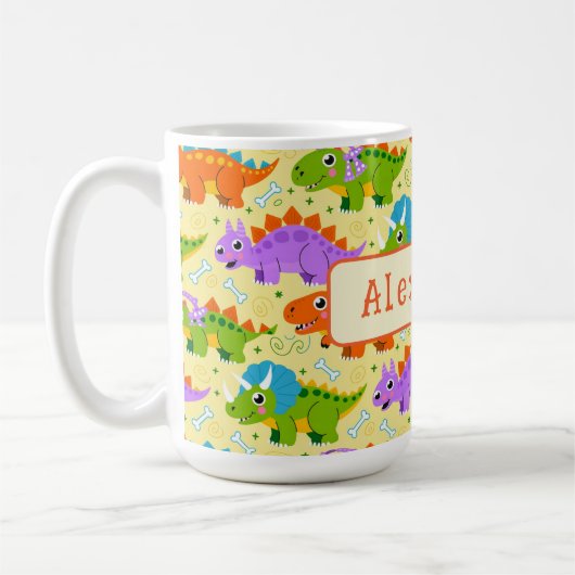 Cute Customizable Dinsosaur Print Kaffeetasse (Links)