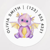 Cute Customizable Dragon Kid's Labels  Etiketten (Design 1)