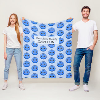 Cute Customizable Kawaii Blueberry Blue Fleecedecke