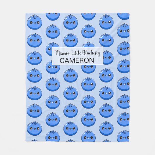 Cute Customizable Kawaii Blueberry Blue Fleecedecke (Vorderseite)