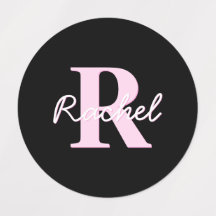 Cute Customizable Monogram | Light Pink & Black