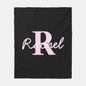 Cute Customizable Monogram | Light Pink & Black Fleecedecke (Vorderseite)