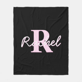 Cute Customizable Monogram | Light Pink & Black Fleecedecke