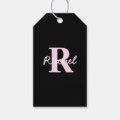 Cute Customizable Monogram | Light Pink & Black Geschenkanhänger (Vorderseite)