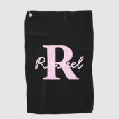 Cute Customizable Monogram | Light Pink & Black Golfhandtuch (Vorderseite)