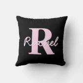 Cute Customizable Monogram | Light Pink & Black Kissen (Rückseite)