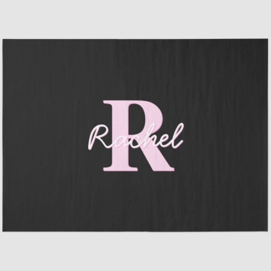 Cute Customizable Monogram | Light Pink & Black Seidenpapier (Vorderseite)