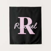 Cute Customizable Monogram | Light Pink & Black Wandteppich (Vorderseite)