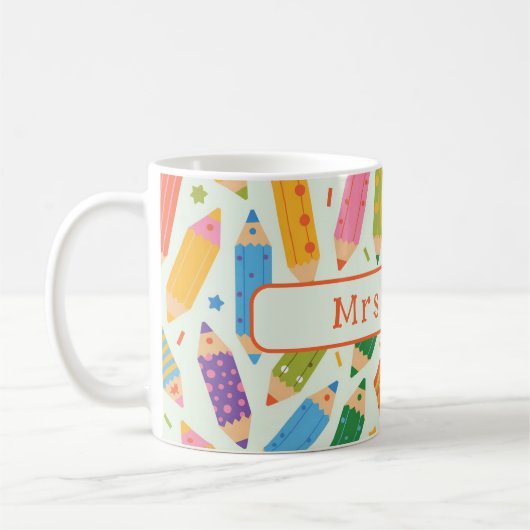 Cute Customizable Pencil Print Kaffeetasse (Links)