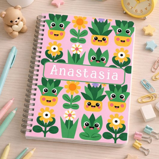 Cute Customizable Pot Plant Print Notizblock