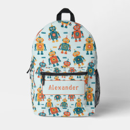 Cute Customizable Robot Print Bedruckter Rucksack