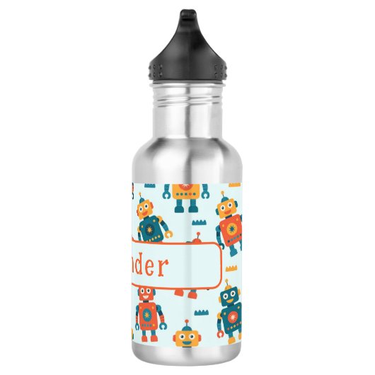 Cute Customizable Robot Print Edelstahlflasche (Rechts)