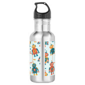 Cute Customizable Robot Print Edelstahlflasche (Rückseite)
