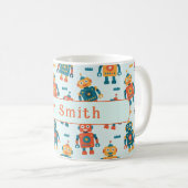Cute Customizable Robot Print Kaffeetasse (VorderseiteRechts)