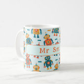 Cute Customizable Robot Print Kaffeetasse (Vorderseite Links)