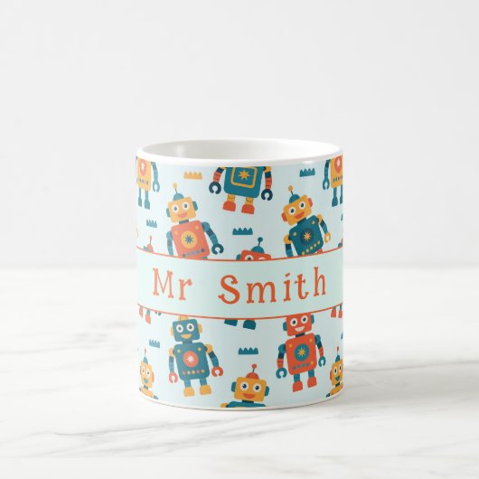 Cute Customizable Robot Print Kaffeetasse (Mittel)