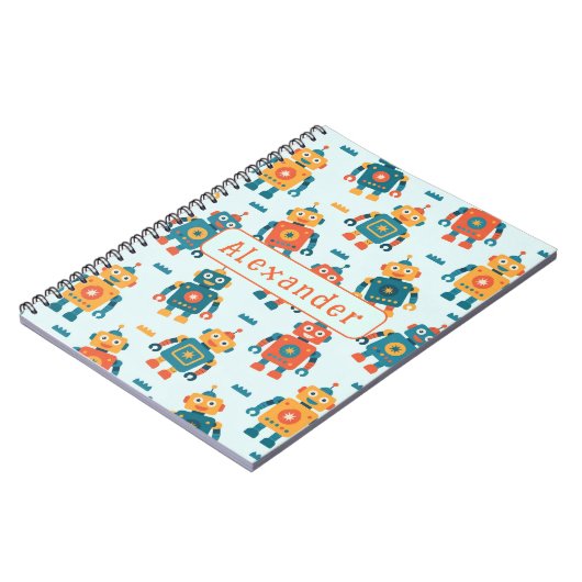 Cute Customizable Robot Print Notizblock (Linke Seite)