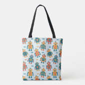 Cute Customizable Robot Print Tasche (Rückseite)