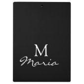 Cute Customized Personalized Black Clipboard Klemmbrett (Rückseite)