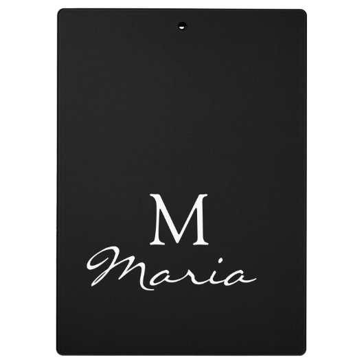 Cute Customized Personalized Black Clipboard  Klemmbrett (Rückseite)