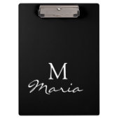 Cute Customized Personalized Black Clipboard Klemmbrett (Vorderseite)