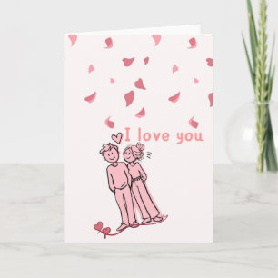 Cute Cute Doodle Couple I Love You Card - Romantic Karte