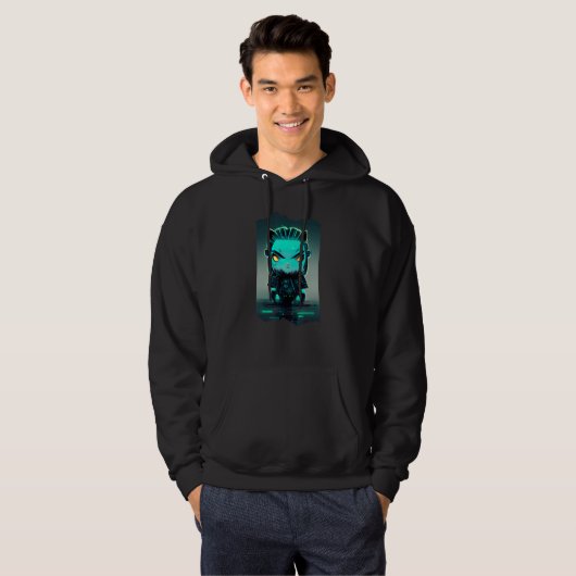 Cute Cyberpunk Zeus Chibi Futuristic Greek God Myt Hoodie (Vorne ganz)
