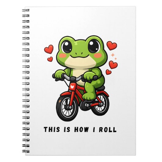 Cute Cycling Frog | Kawaii Frog Bicycle Art Notizblock (Vorderseite)