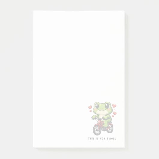 Cute Cycling Frog | Kawaii Frog Bicycle Art Post-it Klebezettel (Vorderseite)