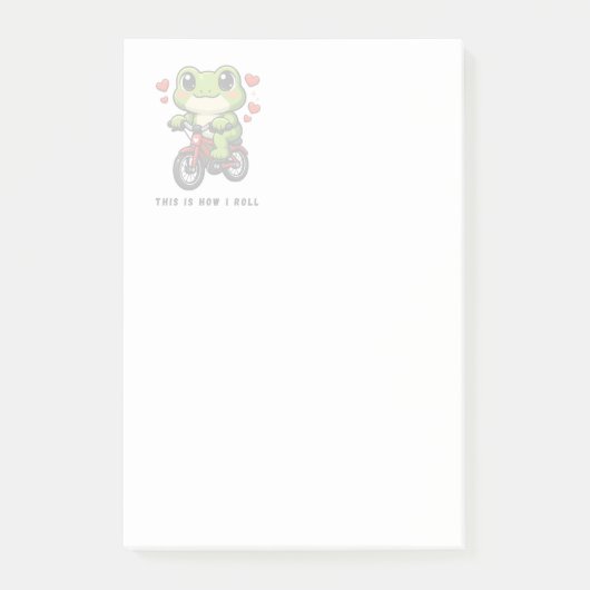 Cute Cycling Frog | Kawaii Frog Bicycle Art Post-it Klebezettel (Vorderseite)