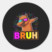 Cute Dabbing Capybara Funny Animal Meme Capy Lover Runder Aufkleber (Vorderseite)