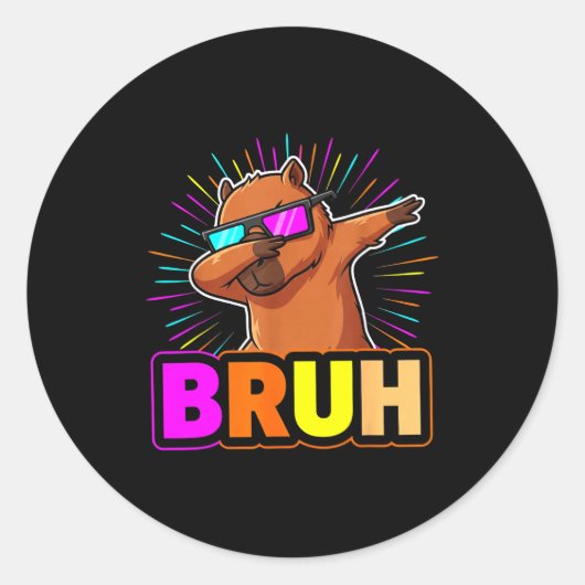 Cute Dabbing Capybara Funny Animal Meme Capy Lover Runder Aufkleber (Vorderseite)