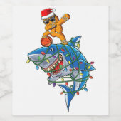 Cute Dabbing Gingerbread Man Dab Shark Basketball  Weinetikett (Einzelnes Label)