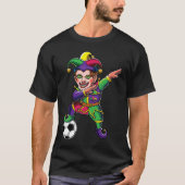 Cute Dabbing Mardi Gras Jester Soccer Lover Dab Co T-Shirt (Vorderseite)