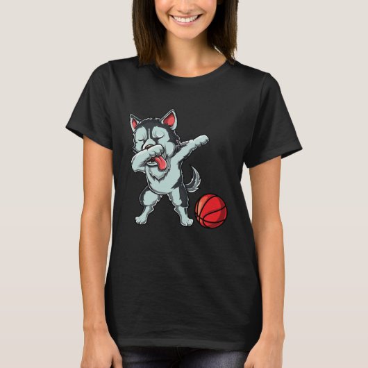 Cute Dabbing Siberian Husky Dog Dab Bball Basketba T-Shirt (Vorderseite)