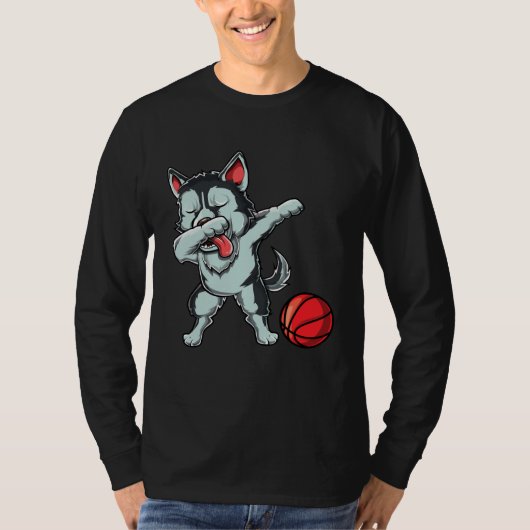 Cute Dabbing Siberian Husky Dog Dab Bball Basketba T-Shirt (Vorderseite)
