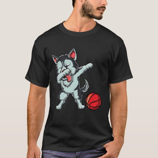 Cute Dabbing Siberian Husky Dog Dab Bball Basketba T-Shirt (Vorderseite)