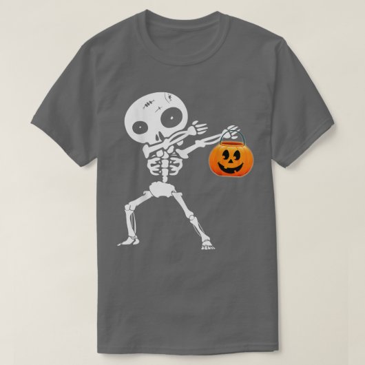 Cute Dabbing skeleton Jack O Lantern Pumpkin Happy T-Shirt (Design vorne)