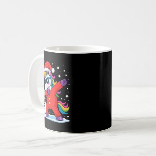 Cute Dabbing Unicorn Funny Christmas Snowman Dab X Kaffeetasse (Vorderseite Links)